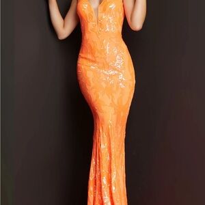 Jovani Sequin mermaid dress - bright orange 
Size 00